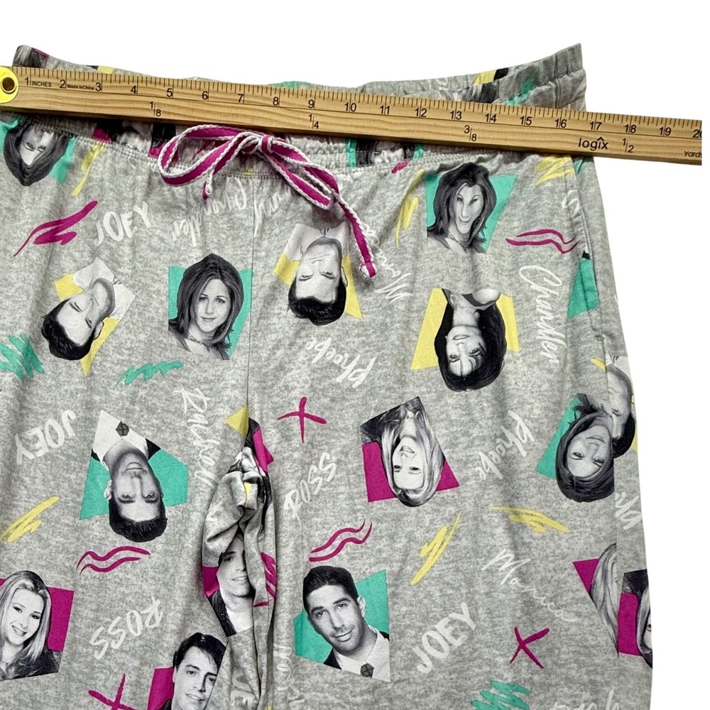 Friends Pajama Pants Women Large 12/14 Gray All Over Print Joggers 90s TV‎ Show - Picture 6 of 10